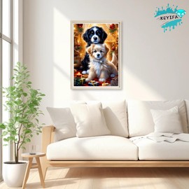 KEYIFA 5D Diamond Painting Kits for Adults Christmas Diamond Art Kit Complete, Dogs Diamond Painting Set Beginners DIY Full Drill Round Crystal Dots Embroidery Kit Home Wall Decor 30x40cm