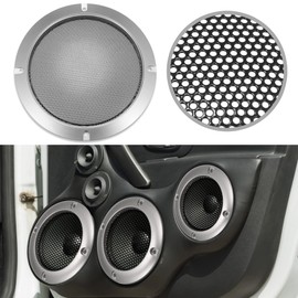 X AUTOHAUX Pack of 2 Car Speakers Grill Cover Round Grate 6.5 Inches Silver Tone