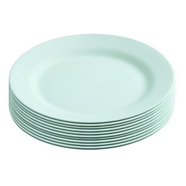 Incauca Set of 10 Wheat Straw Dinner Plates, 10 Inch Reusable Plastic Dessert Plates, Unbreakable Round Flat Serving Dish for Salad Appetizer Steak Pizza Pasta Dishwasher Safe, Green