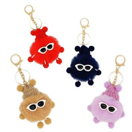 Small coal ball keychain. Plush material. Suitable for backpack pendant, car pendant, keychain. Applicable to various scenarios. Women's plush keychain. Novel colors (4PCS)