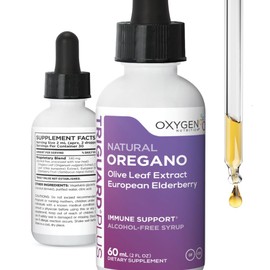 Oxygen Nutrition Triguard Oil of Oregano Drops, Olive Leaf Extract, Elderberry Extract Liquid Tincture Supplement 2 fl oz | Gut Health, Immune Support & Energy | Alcohol-Free | Organically Grown