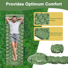 SHAINE Sleeping Mat-Inflatable Sleeping Camping Mat with Pillow, Ultralight Inflatable Sleeping Mat with Built-in Foot Pump, 8CM Portable Compact Waterproof Sleeping Pad for Hiking, Backpacking