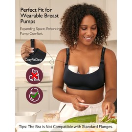 Momcozy Pumping Bra for Wearable Breast Pump, Nursing & Pumping Bra in One, Hands Free Pump Bra Suitable for M5, S12 Pro, etc Black