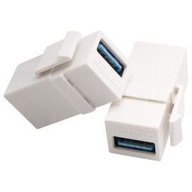 AAOTOKK USB Keystone Adapter USB 3.0 A Keystone Female to Female Plug Keystone Insert Coupling Adapter for Wall Plate Socket Panel (White/2 Pieces)