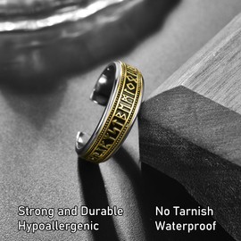 KATHLU Viking Ring 925 Sterling Sliver Adjustable Viking Rune Ring Thumb Ring Open Ring Jewellery Gift for Men Women