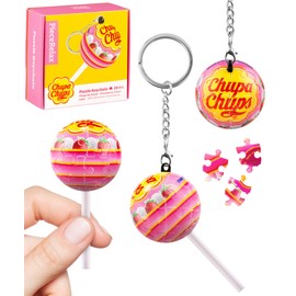 Chupa Chups X PieceRelax 3D Puzzle Keychain 24 Plastic Pieces for Adults - Chups My Flavor - Strawberry Cream - Portable Key Ring, Accessories, Bag Charms, Unique Gifts for Puzzle Lovers [A3896]