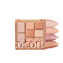 COCOETA 9 Colors Eyeshadow Palette, No Powder, High Color Rendering Waterproof Eyeshadow, Orange Hade, Playful Cute Look (01-Orange Tone)