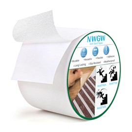 NWGW Clear Anti Slip Tape for Stairs & Bathtubs, 4" x50FT Non-Skid Transparent Grip Tape - Soft PVC Safety Traction for Bare Feet, Pool Decks, Boats, Shower Floors