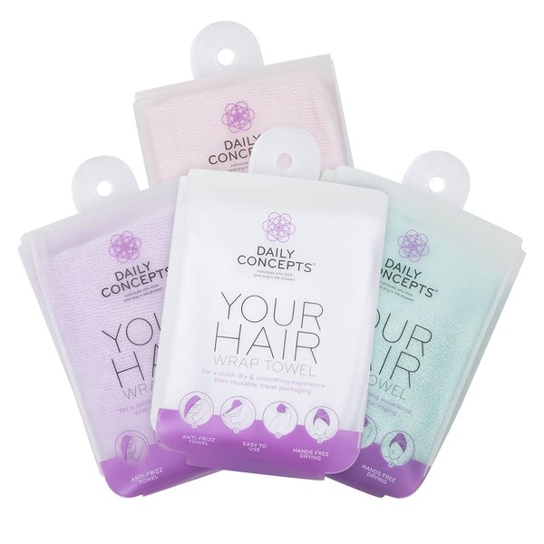 Daily Concepts Daily Hair Towel Wrap Reduces Frizz and Drying Time, Suitable for After the bath, Shower, Gym or During any Beauty Ritual. One Size Fits All 37g