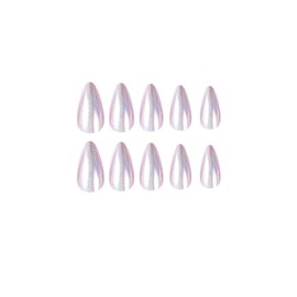 JUSTOTRY 24 Pcs Glitter Pink Almond Short False Nails,Solid Press on Nails Pattern,Glossy Fake Nails Short,French Oval Medium Stick on Nails for Women and Teens Nails Art