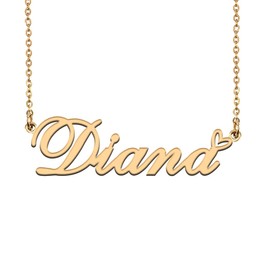 Unique Name Necklace Gold with Heart Customized Jewelry Gifts for Women Diana