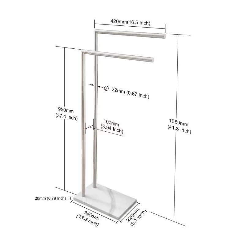 EADOT 41 Inch Standing Towel Rack Double L Shape Bath