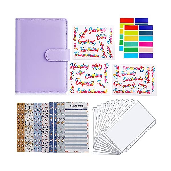 Budget Binder 28 Pcs A6 PU Leather Notebook Binder Planner