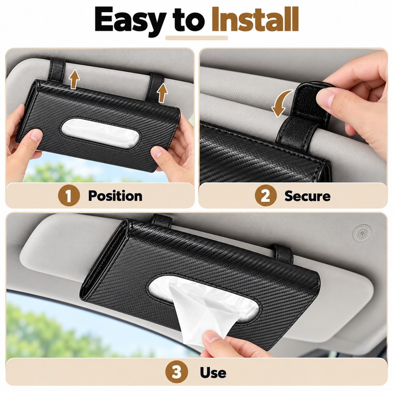 Car Sun Visor Tissue Holder for Easy Access – Microfiber