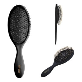 Cepillo de Cabello Desenredante Ovalado Acolchado Negro Ultra Thin Timco CWET01N
