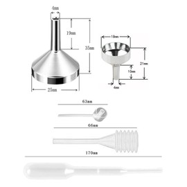 MUNSKT 10 Pcs Small Funnel Set, Aluminium Mini Funnel Metal, Plastic Dropper Plastic Dispenser for Bottle Filing Essential Oil, Filling Small Bottle, Glitter Powder, Cosmetics, Crafts, Sand