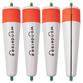 wondersee Fishing Floats Weighted Slotted Peg Popping Floats Slip Bobbers, Pack of 4 (White, 5in)