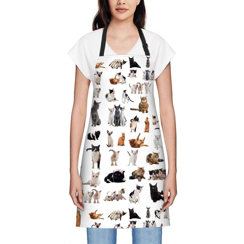 Smooffly Cats Apron Unisex Adjustable Bib Apron, Cooking Kitchen Chef