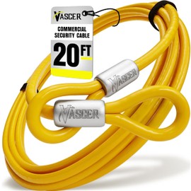 Vascer Commercial Heavy Duty Braided Galvanized Steel Anti-Theft Security Cable w/Looped Ends. Construction Tools, Trailers, Motorcycle, Ladder, Mower, Gate, Patio (1/2" Cable Thickness, 20 Feet)