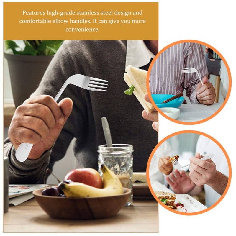LALAFINA Adaptive Utensils Set Angled Fork and Spoon Stainless Steel