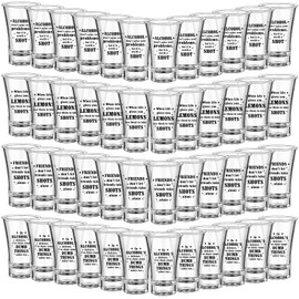 Tessco Set of 48 Acrylic Clear Party Shot Glasses 1.2 oz Heavy Bottom Shot Glasses Funny Shot Glasses for Wedding Gender Reveal Birthday Baby Shower Party Favor Adults Gifts, 4 Styles
