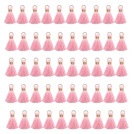 JAKOUE 50 Pcs Pink Mini Tassels - Premium Silky Craft Tassels for Jewelry, Keychains, Bookmarks & DIY Accessories (Small Charms for Bags/Gifts)