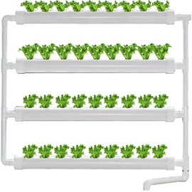 INTBUYING Hydroponics Growing System 36 Holes 4 Pipe Plant Site Grow Kit Hydroponic Gardening System Wall-Mounted Style with Water Pump, Nest Basket and Sponge