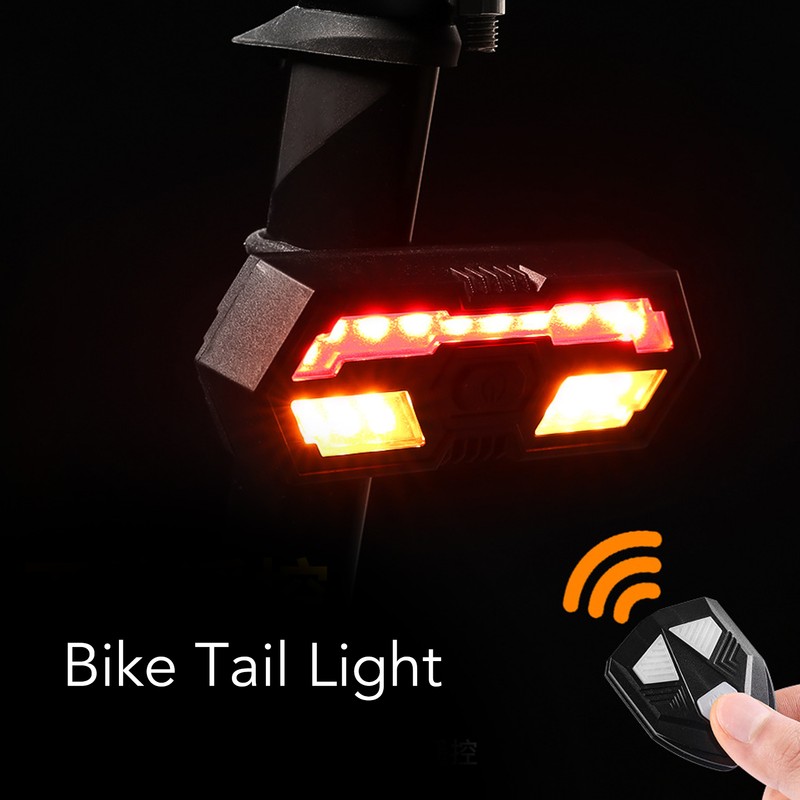 Bike Tail Light Wireless Remote Control Safety Bicycle Night Riding