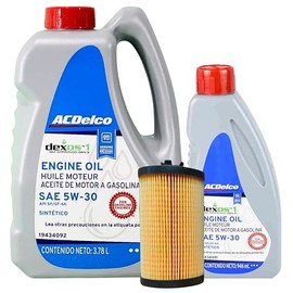 ACDelco Kit cambio de aceite Sonic Trax Cruze Buick Encore 5w30 Dexos 3 sintético 19470606