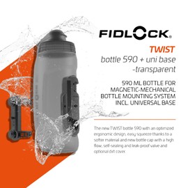 Fidlock Trinkflasche & Halterung Twist Bottle Uni Base Set, 590 ml, Transparent Schwarz, 09641