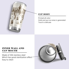 xigua 20oz Western Desert Cowboy Tumbler with Lid,Stainless Steel Vacuum Insulated Coffee Ice Cup Double Wall Travel Flask