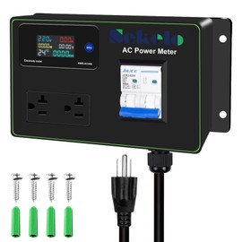 15A AC Power Meter, 125V Digital Multimeter Tester, NEMA 5-15P to NEMA 5-20R Outlet Monitor with 10FT 14AWG Cable and 20A Circuit Breaker, Real-Time Voltage, Current, Power, and Energy Monitoring