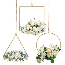 HYDDNice 6 Pieces of Metal Floral Hoop Wreaths Metal Floral Hoop Wreath Round Triangle Square Hoop Frame fit for Flower Garland Hanging for DIY Flower,Wall Hanging,Wedding Wall Decor,School and etc.