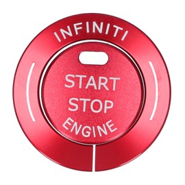 Cunyuer Engine Push Start Stop Button Cover Compatible with Q50 Q50l Qx60, Button Decoration Trim Aluminum Alloy Red