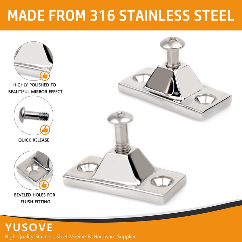 Boat Deck Hinge Bimini Top Side Mount,316 Stainless Steel Deck