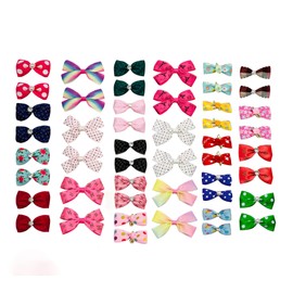 PET SHOW 20Pairs 2" 3" 4" Big Dog Hair Bows with Rubber Band for Small Medium Large Dogs Rhinestone Floral Bowknot Topknot Cats Rabbits Girl Boy Pink Blue Grooming Hair Accessories