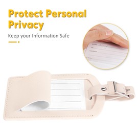 3 Pack Luggage Tags for Suitcases, TSA Approved Bag Tags, Baggage Tags with Privacy Protection, Travel Essentials Luggage Accessories, Ivory