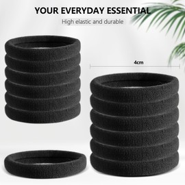 TAOVEN 120 Pcs Black Seamless Hair Ties No Damage for Women, Ponytail Holders for Thick Hair, Soft Hair Bands for Women's Hair (Black)