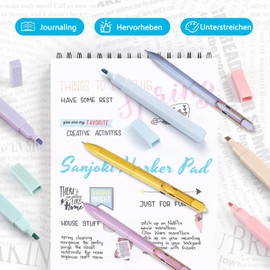 Pack of 12 Highlighters Pastel 6 Pieces Gel Pens Set with Pencil Case, Aesthetic Marker Pens Luminous Pens, 0.5 mm Gel Pen Black Ink, Cool Pens Set for Diary, Notes, Office, School (N)