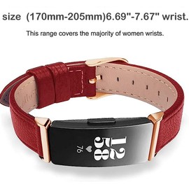 TUV PLNT Leather Bands Compatible with Inspire HR & Inspire & Inspire 2 Women Men, Accessories Strap Wrist Band Compatible with Inspire 2/ Inspire/Inspire HR(Red)