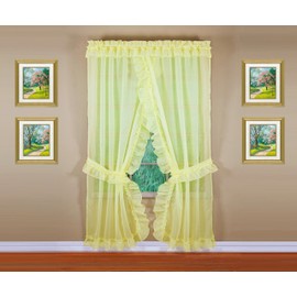 Today's Curtain, Emelia Priscilla Sheer Pair 60" W x 84" L, Yellow, 5-Piece-Set