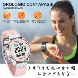 Pedometer Wrist Watch for Women, You Can Enjoy Steps, Mileage, Calories, Countdown, Alarm Clock and Other Functions, No App or Charging Required, 2401(Pink)