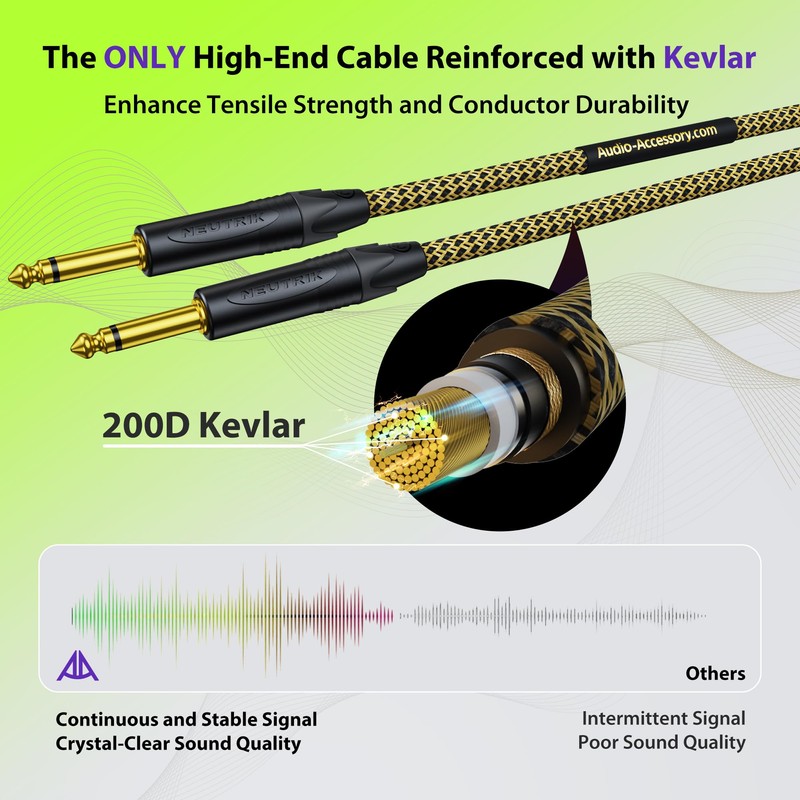 AA AUDIO ACCESSORY Gold Series Guitar Cable 25 ft (Gold-Plated