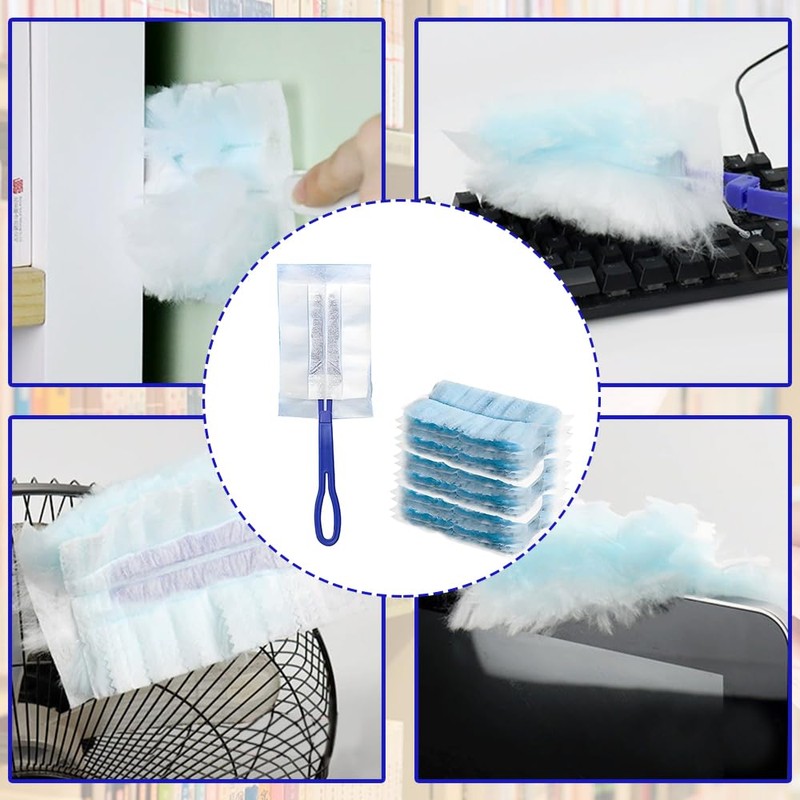 21 Pcs Flash Duster Refills, Disposable Fluffy Dust Magnet Heads,