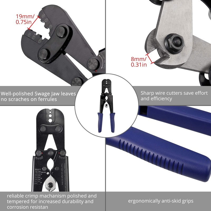 Proster Wire Rope Crimping Tool - Hand Swagging Crimper and