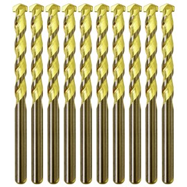 Masonry Drill Bit Set 1/8 in. Carbide Tip Golden Flute Drill Concrete Rock-10Pcs
