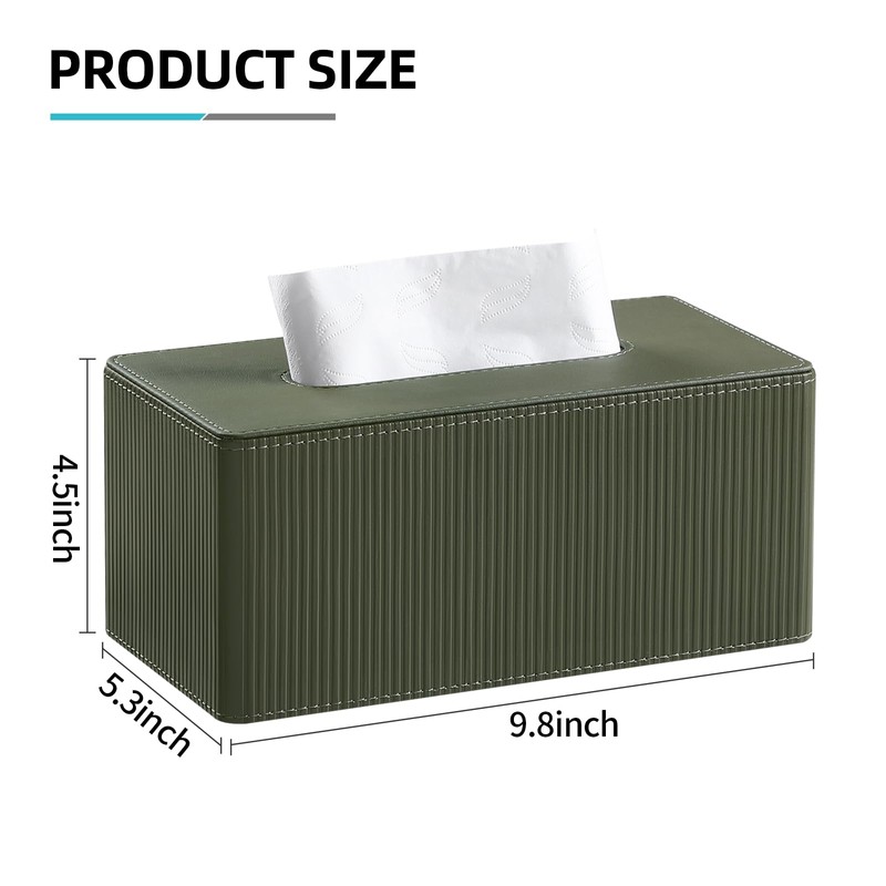 Cretkhp PU Leather Tissue Box Cover Rectangle with Magnetic Closure,