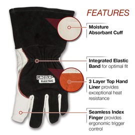Lincoln Electric DynaMIG HD Professional MIG Welding Gloves | Comfort & Heat Resistance | Extra Large | K3806-XL,White