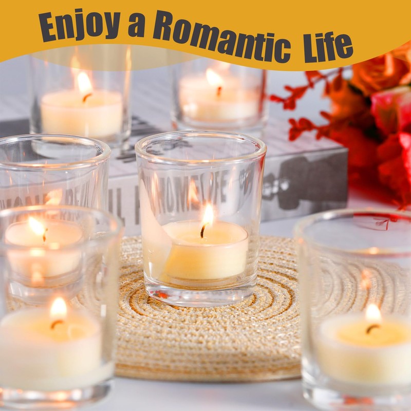 Jeffbaubl 12 Pack Votive Candle Holders, Clear Glass Tealight Candle