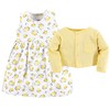 Luvable Friends - Vestido y cárdigan para niñas, Amarillo Floral,